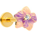 BodyCandy 16G 1/4 Clear Gem Gold Tone Pastel Flower Cartilage Labret — main product shot