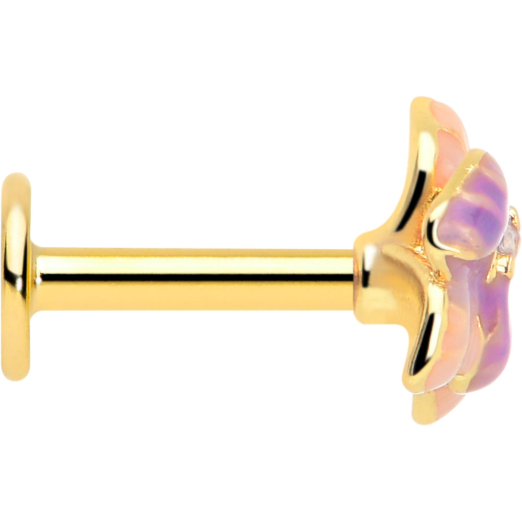 BodyCandy 16G 1/4 Clear Gem Gold Tone Pastel Flower Cartilage Labret — lifestyle context