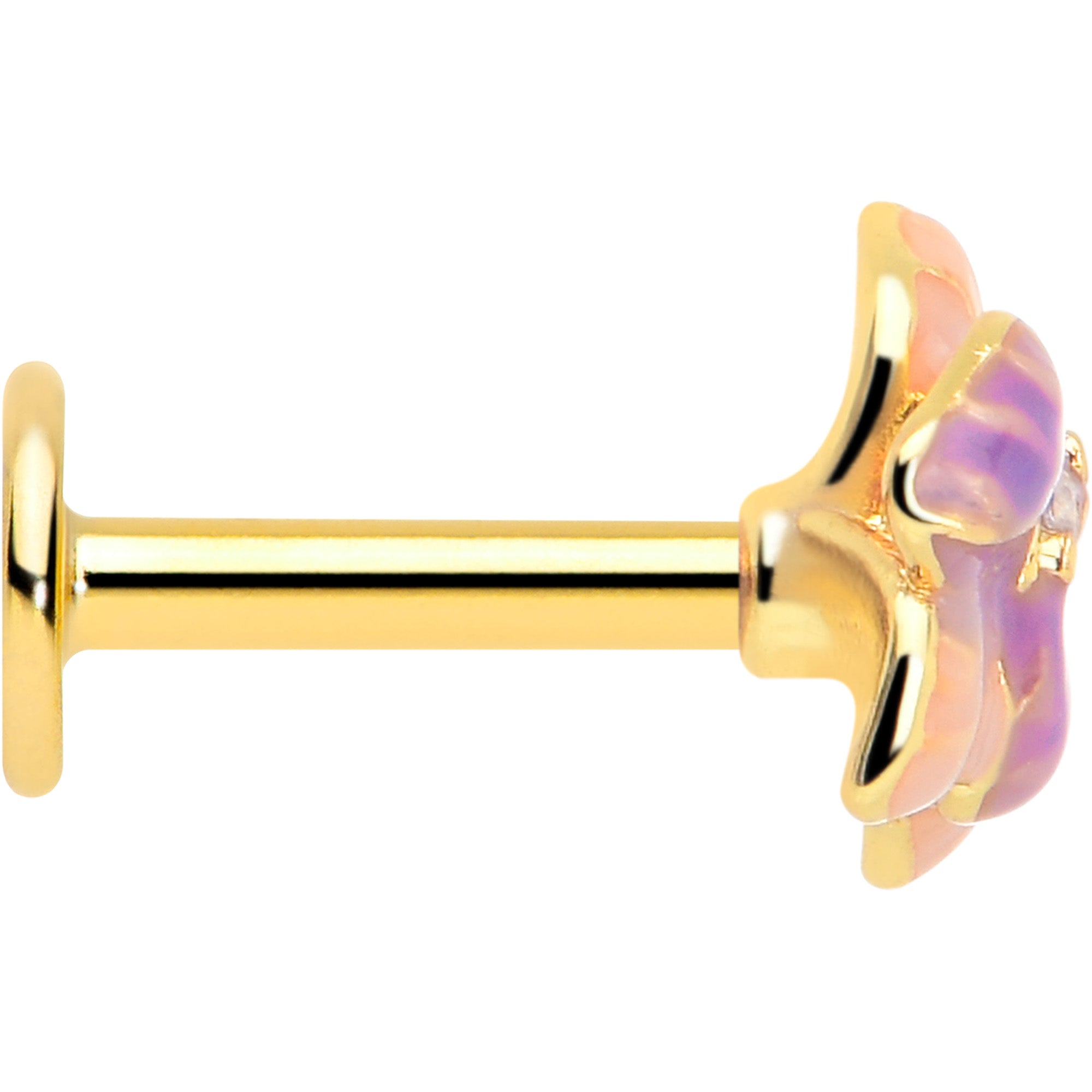 BodyCandy 16G 1/4 Clear Gem Gold Tone Pastel Flower Cartilage Labret — lifestyle context