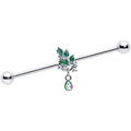 BodyCandy 14G Aurora CZ Gem Morning Leaves Dangle Industrial Barbell 38mm — main product shot