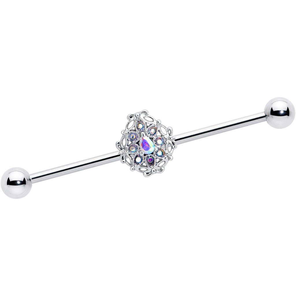 BodyCandy 14G Aurora Gem Retro Sunburst Industrial Barbell 38mm — main product shot