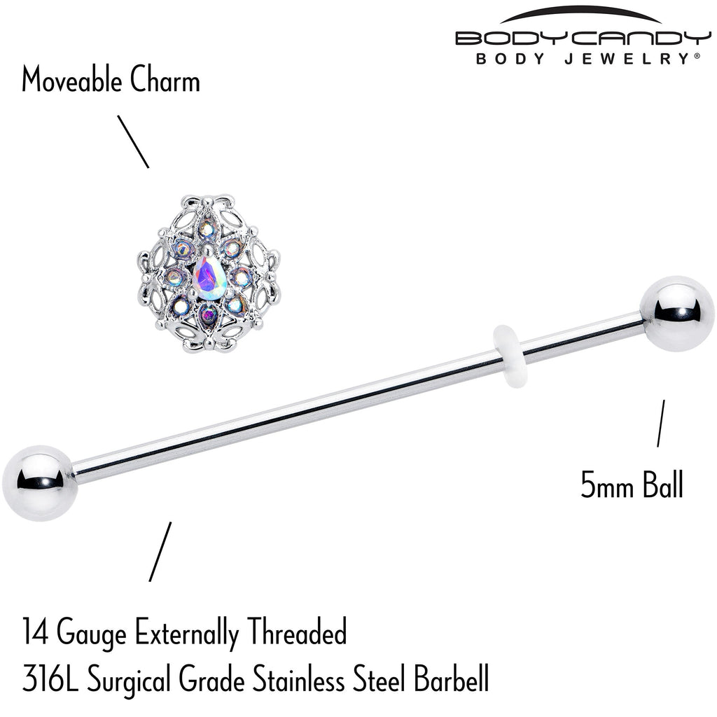 BodyCandy 14G Aurora Gem Retro Sunburst Industrial Barbell 38mm — lifestyle context