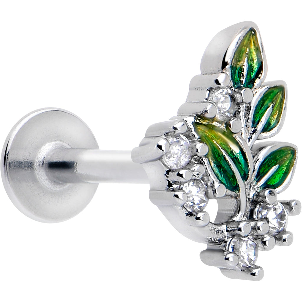 BodyCandy 16G 5/16 Clear CZ Gem Morning Leaves Labret Monroe Tragus — main product shot