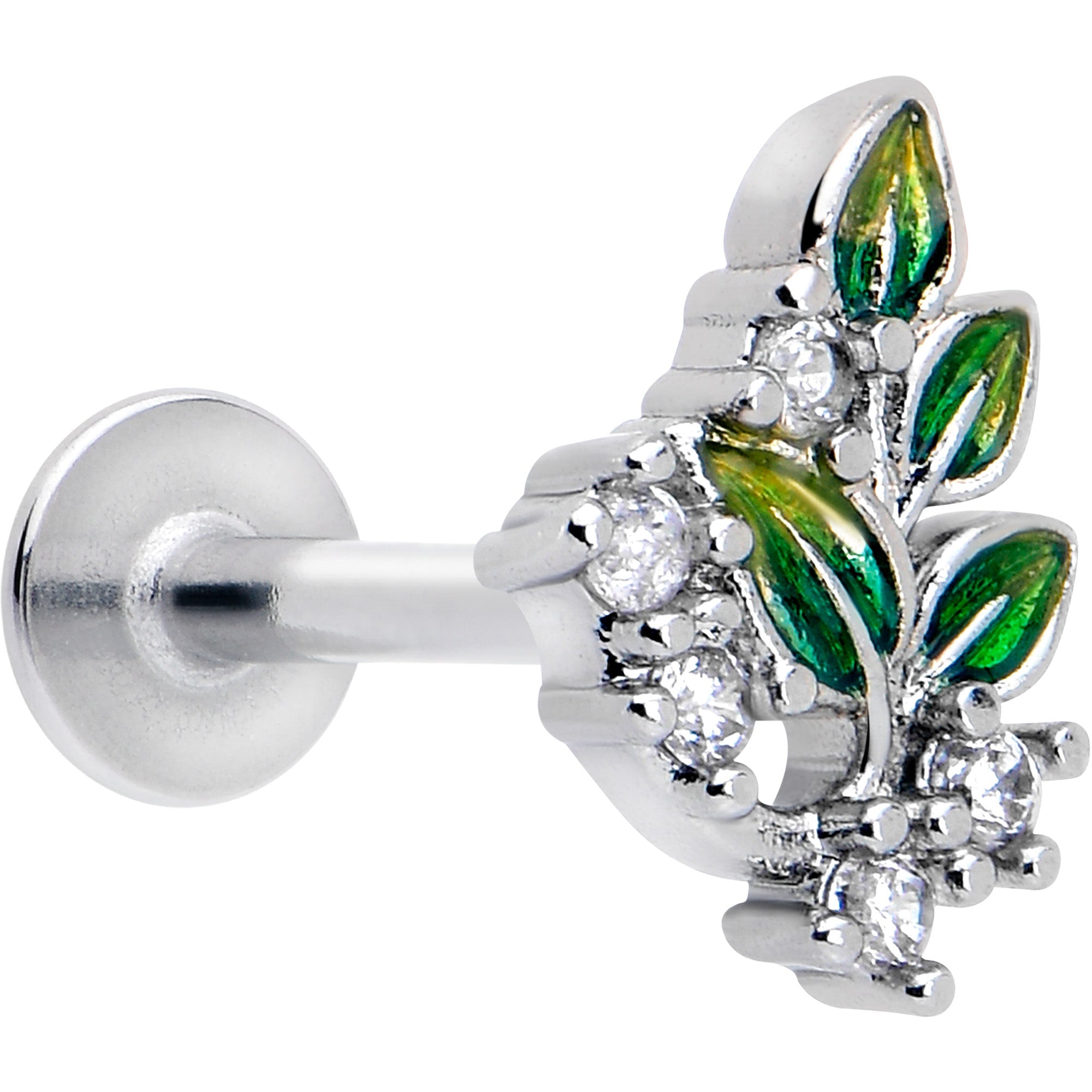 BodyCandy 16G 5/16 Clear CZ Gem Morning Leaves Labret Monroe Tragus — main product shot