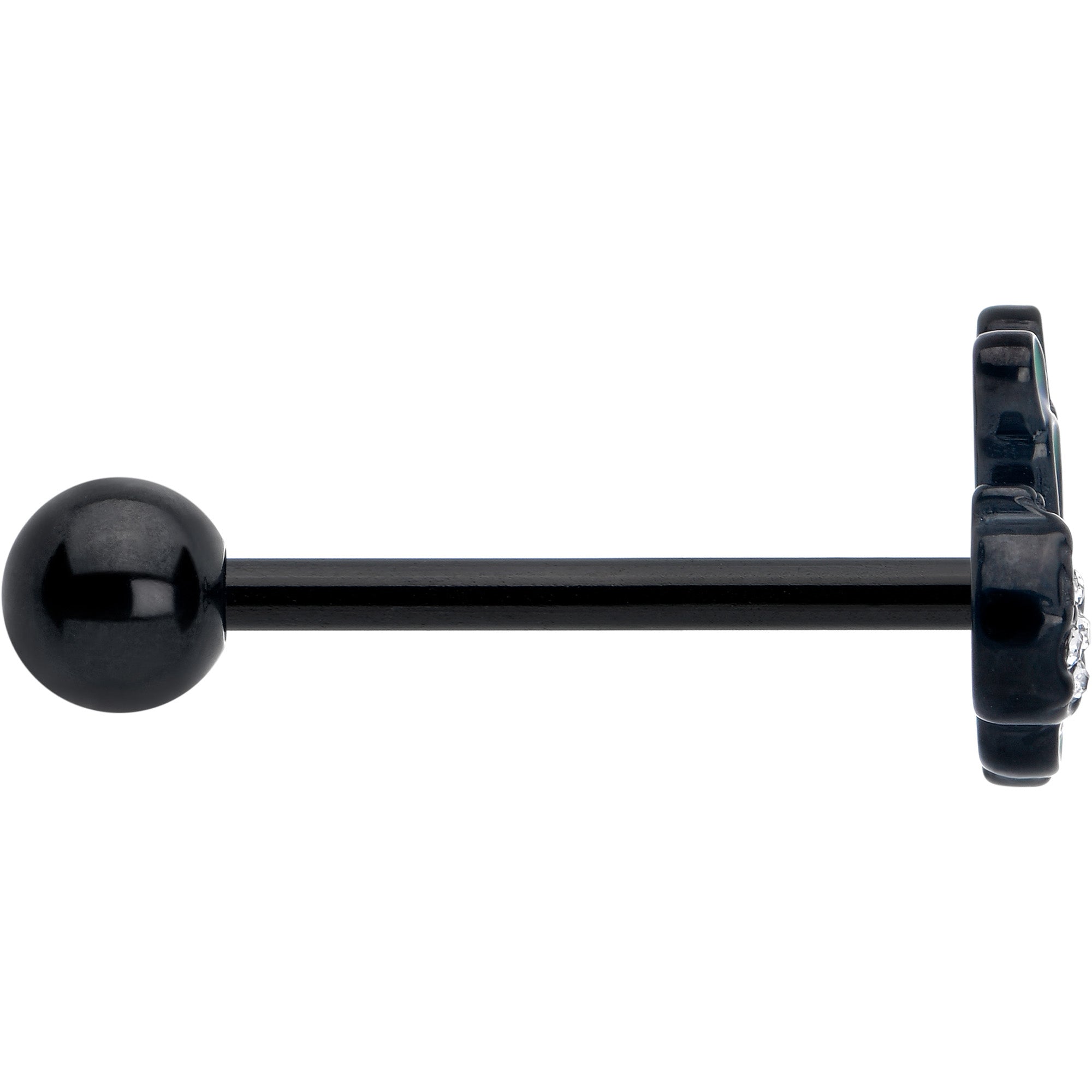 BodyCandy Clear Gem Black Peacock Green Barbell Tongue Ring — lifestyle context