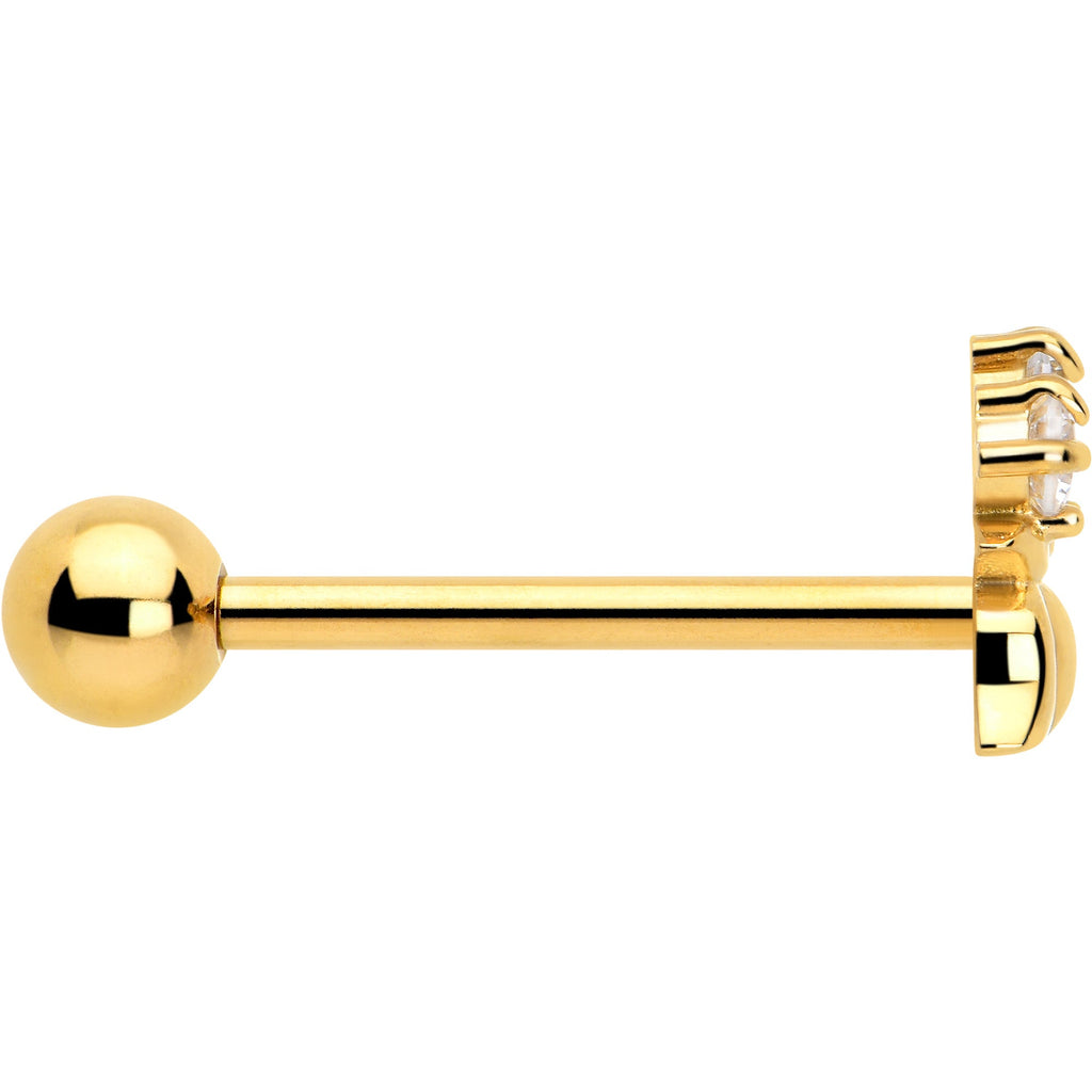 BodyCandy Clear CZ Gem Gold Tone Lush Lotus Flower Barbell Tongue Ring — lifestyle context