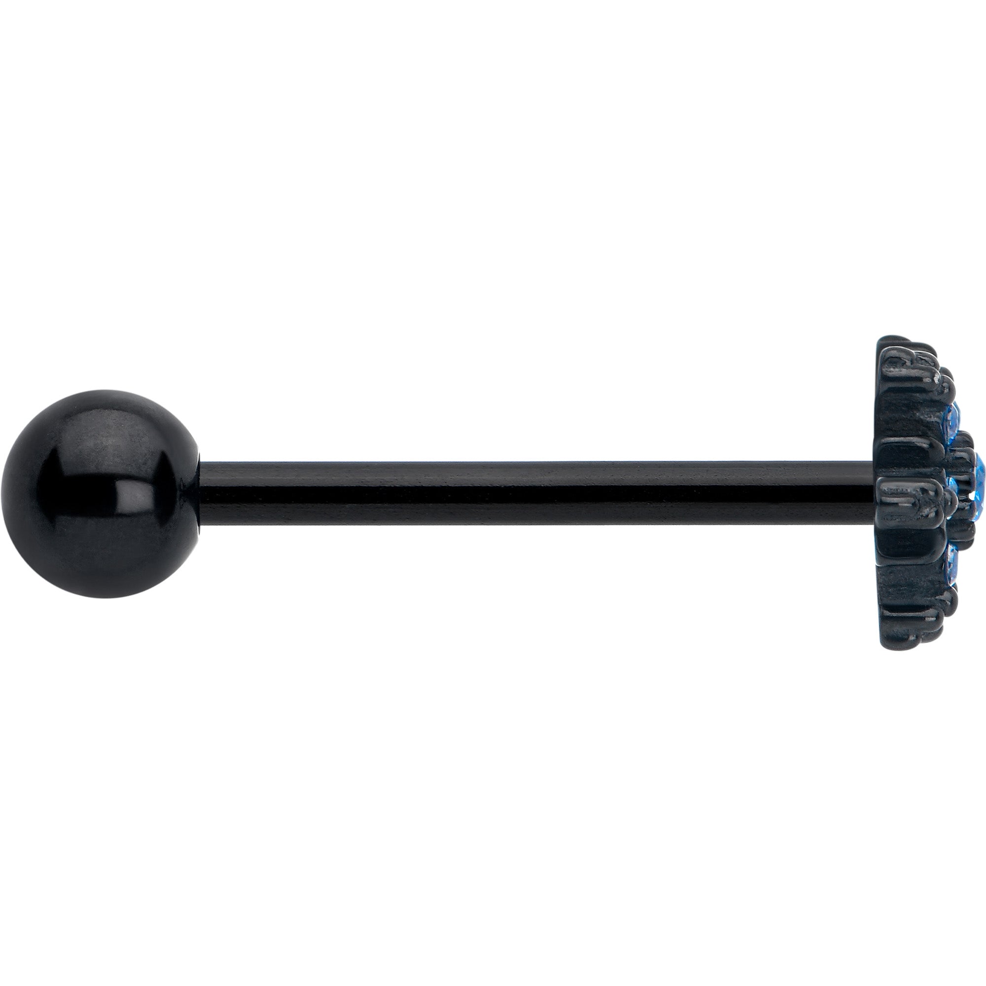 BodyCandy Blue CZ Gem Black Gothic Winter Holiday Snowflake Barbell Tongue Ring — lifestyle context