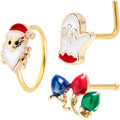 BodyCandy 20G Gold Tone Santa Mitten Lights Nose Bone Hoop Set of 3 — main product shot
