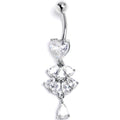 BodyCandy Clear Gem Heart Style Cascade Dangle Belly Ring — main product shot