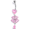 BodyCandy Pink Gem Heart Style Cascade Dangle Belly Ring — main product shot