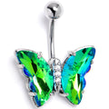 BodyCandy Green Clear CZ Gem Simply Colorful Butterfly Belly Ring — main product shot