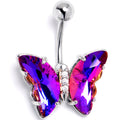 BodyCandy Purple Clear CZ Gem Simply Colorful Butterfly Belly Ring — main product shot