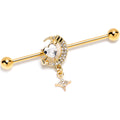 BodyCandy 14G Clear Gem Gold Tone Moon Lover Dangle Industrial Barbell 38mm — main product shot