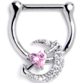 BodyCandy 16G 5/16 Pink Clear CZ Gem Moon Lover Cartilage Clicker — main product shot