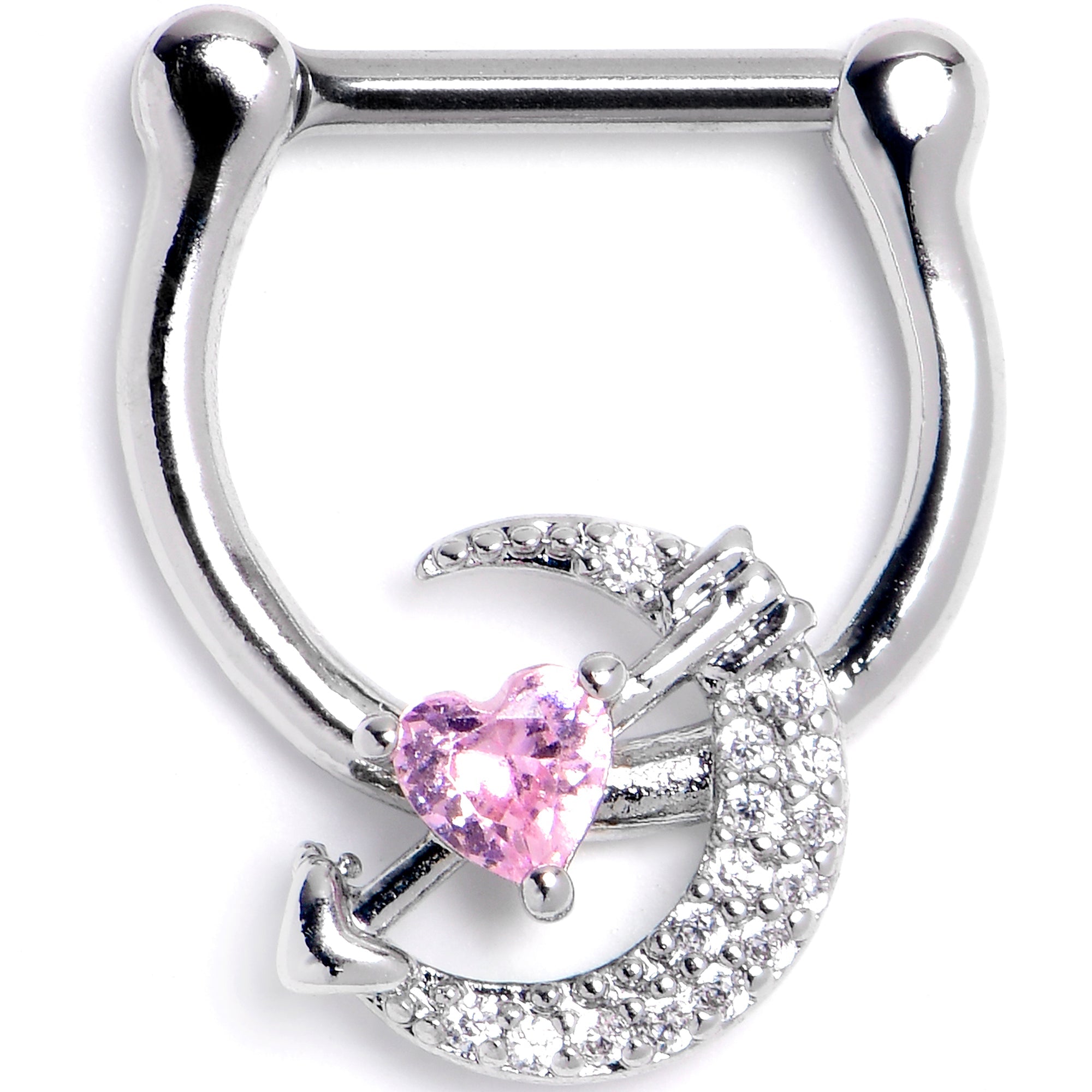 BodyCandy 16G 5/16 Pink Clear CZ Gem Moon Lover Cartilage Clicker — main product shot