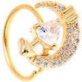 BodyCandy 20G 5/16 Clear CZ Gem Gold Tone Moon Lover Nose Hoop — main product shot
