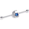BodyCandy 14G Blue Clear Gem Starry Night Sky Industrial Barbell 38mm — main product shot