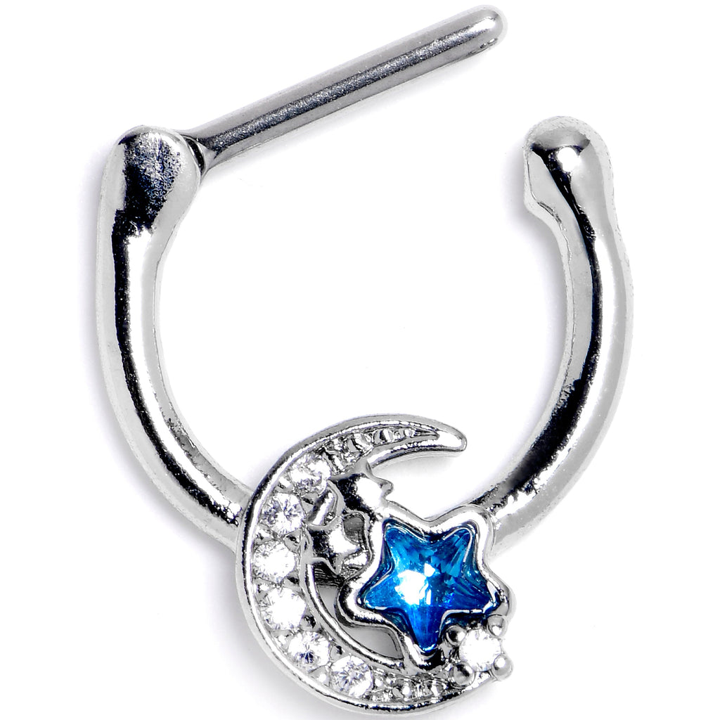BodyCandy 16G 5/16 Blue CZ Gem Starry Night Sky Cartilage Clicker — detail close-up