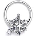 BodyCandy 16G 3/8 Clear Gem Spiderweb Goth Hinged Segment Ring — main product shot