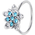 BodyCandy 20G 5/16 Blue Clear CZ Gem Snowflake Flower Nose Hoop — main product shot