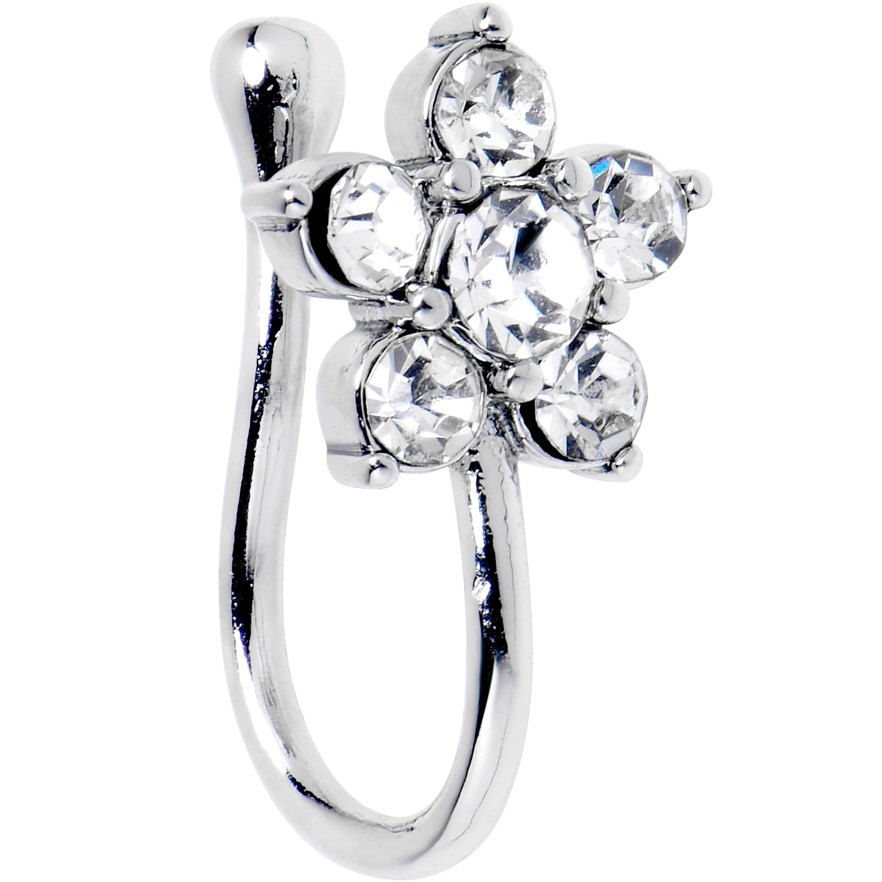 BodyCandy Clear Gem Flower Clip On Nose Ring — main product shot