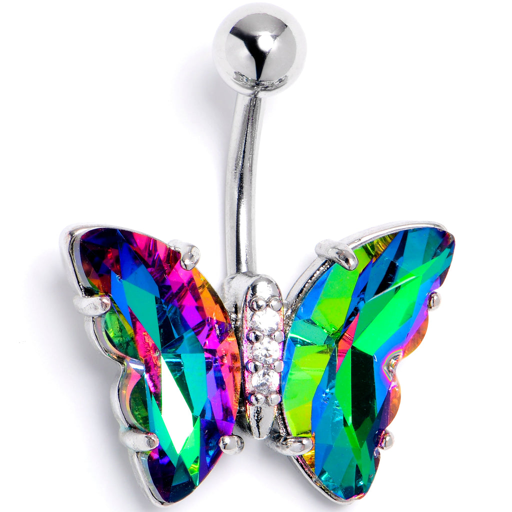 BodyCandy Vitrail Clear CZ Gem Simply Colorful Butterfly Belly Ring — main product shot