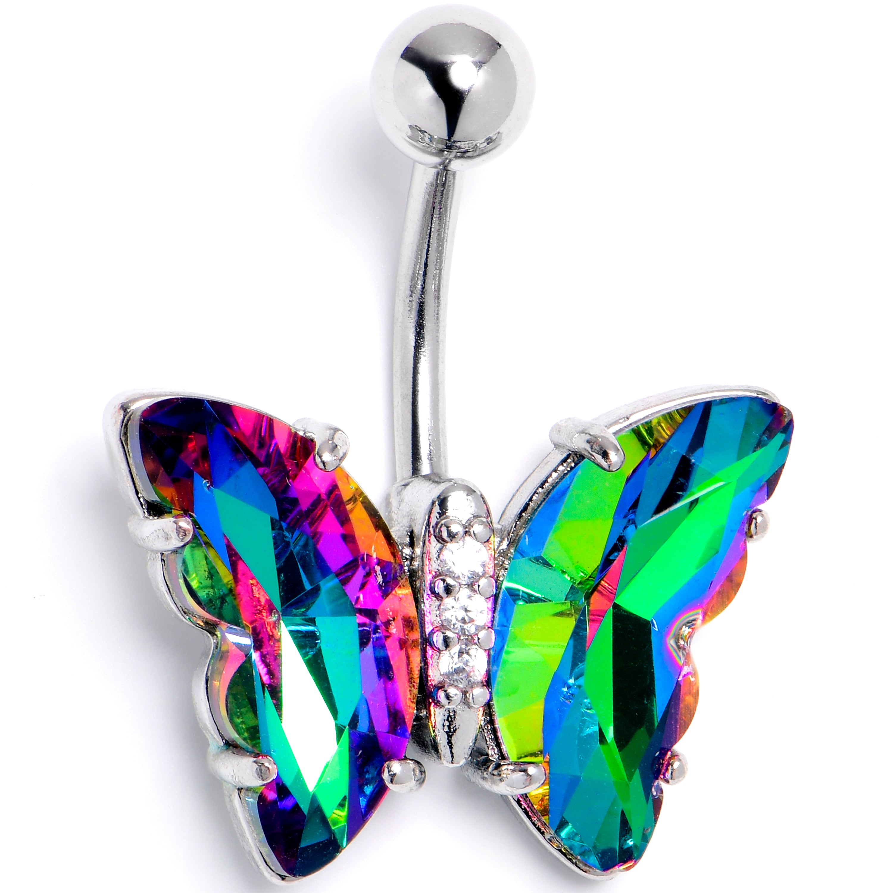 BodyCandy Vitrail Clear CZ Gem Simply Colorful Butterfly Belly Ring — main product shot