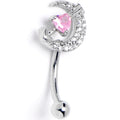 BodyCandy 16G 5/16 Clear Pink CZ Gem Moon Lover Curved Eyebrow Ring — main product shot