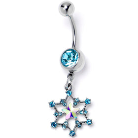 Aurora Blue Gem Style Super Star Dangle Belly Ring