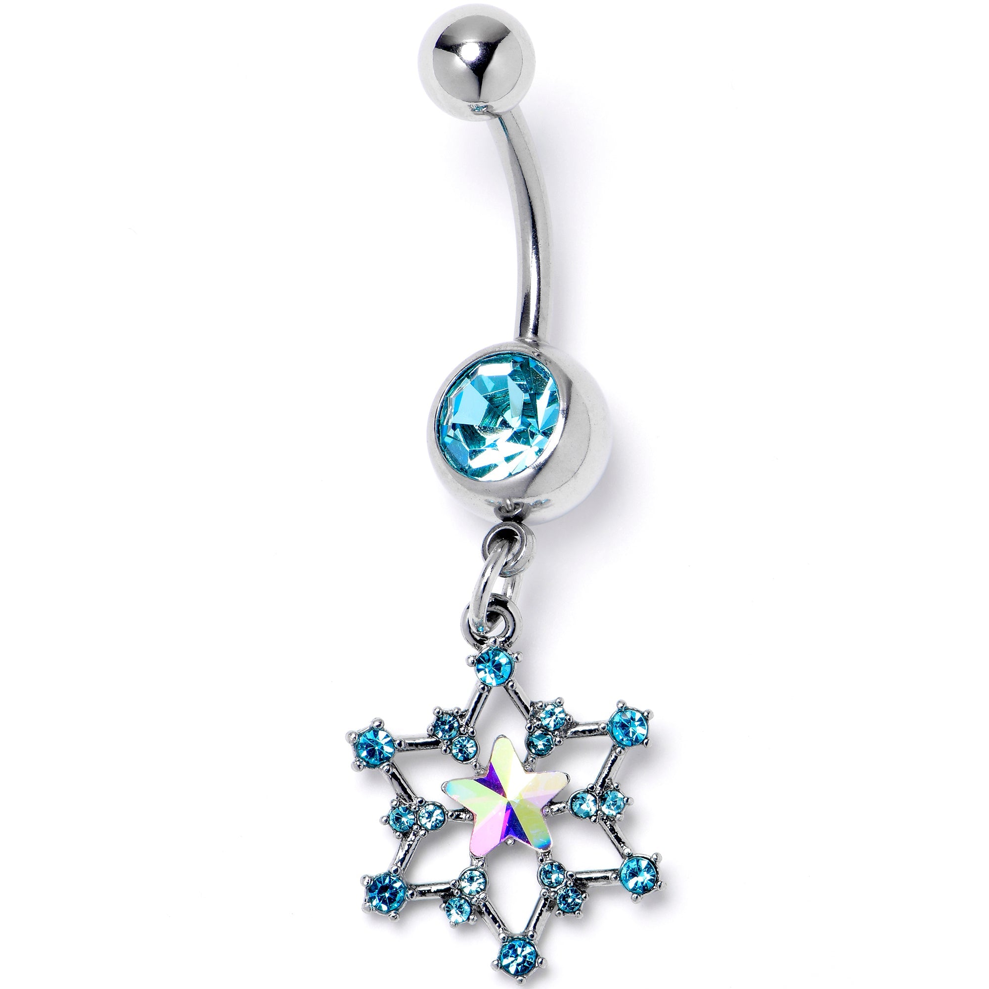 BodyCandy Aurora Blue Gem Style Super Star Dangle Belly Ring — main product shot