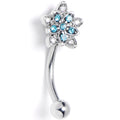 BodyCandy 16G 5/16 Clear Blue CZ Gem Snowflake Flower Curved Eyebrow Ring — main product shot