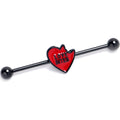 BodyCandy 14G Black Love Bites Heart Valentine Industrial Barbell 38mm — main product shot