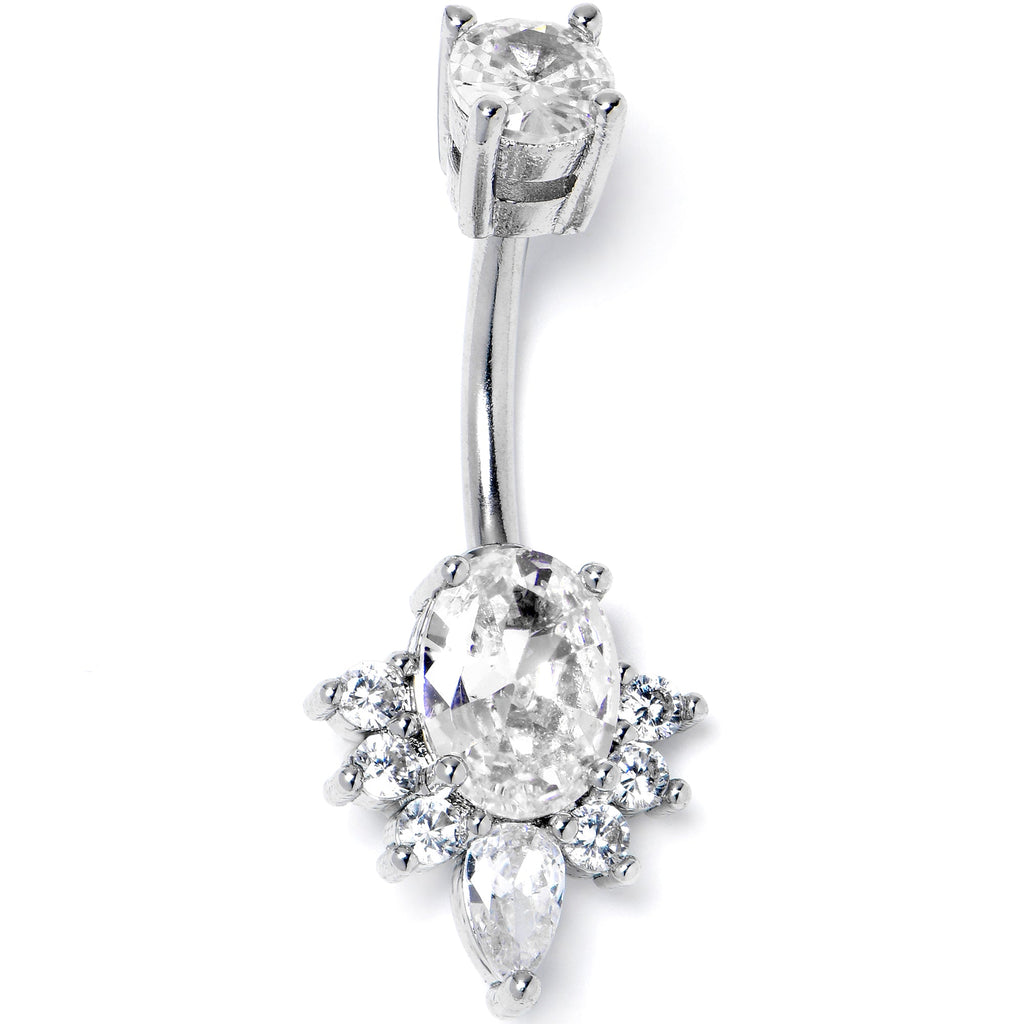 BodyCandy Clear Gem Oh So Ornate Oval Double Mount Belly Ring — main product shot
