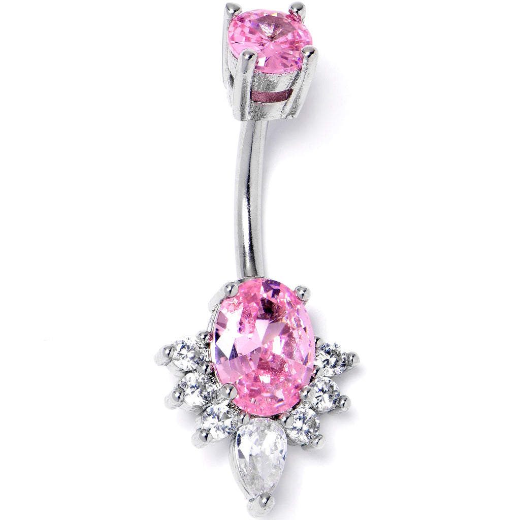 BodyCandy Pink Clear Gem Oh So Ornate Oval Double Mount Belly Ring — main product shot