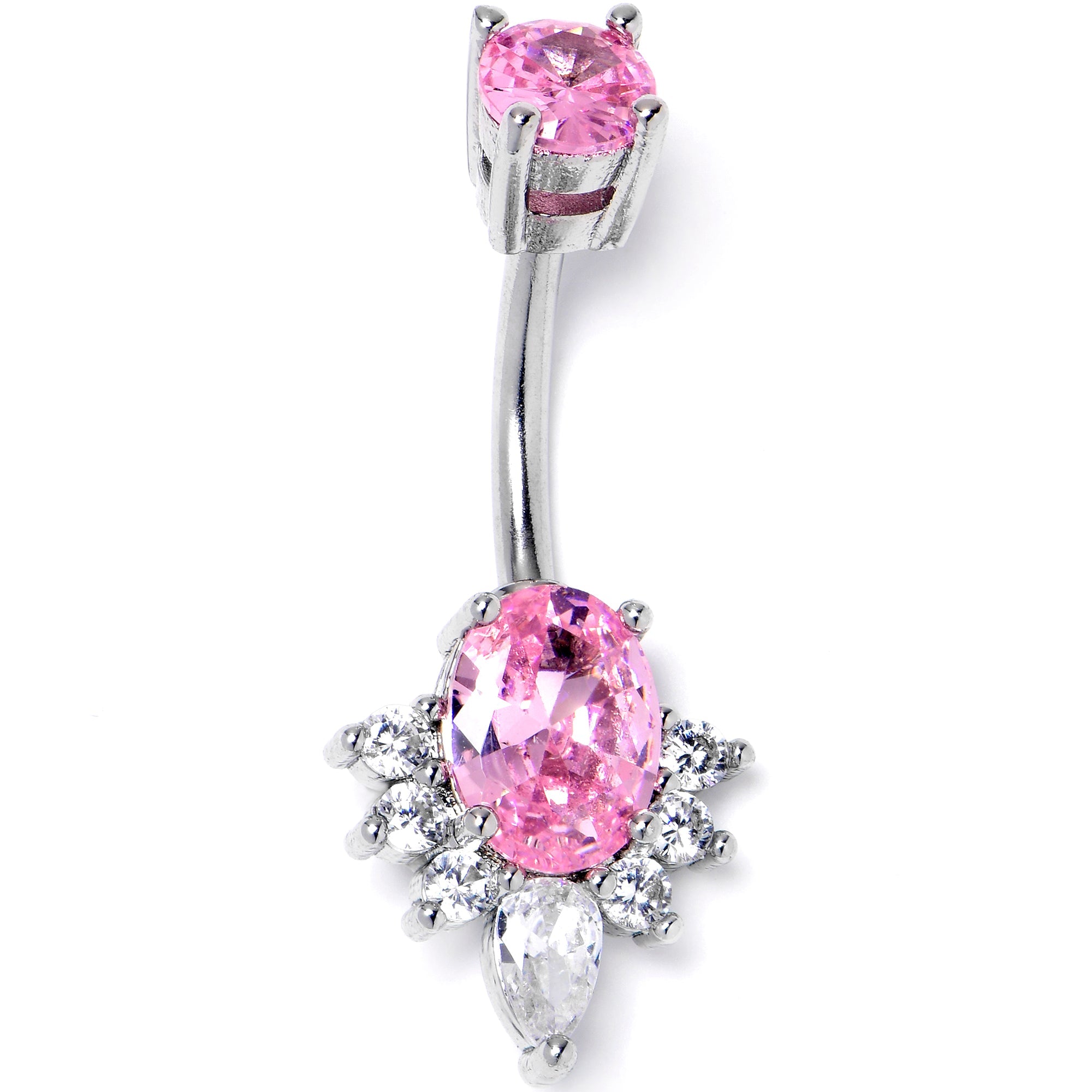 BodyCandy Pink Clear Gem Oh So Ornate Oval Double Mount Belly Ring — main product shot