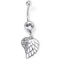 BodyCandy White Heavenly Heart Angel Wings Dangle Belly Ring — main product shot