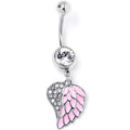 BodyCandy Pink Heavenly Heart Angel Wings Dangle Belly Ring — main product shot