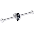 BodyCandy 14G Black Heavenly Heart Angel Wings Industrial Barbell 38mm — main product shot