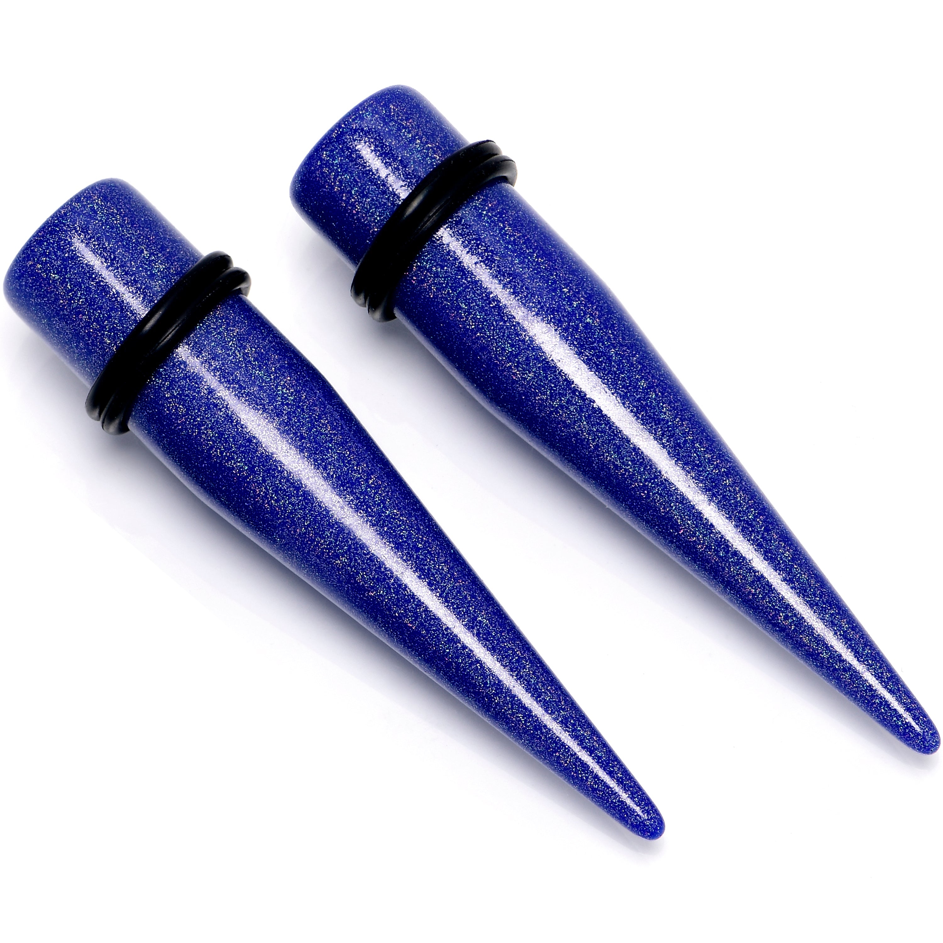 BodyCandy Blue Shimmer Acrylic Straight Taper Set 6mm to 20mm Sizes — back view