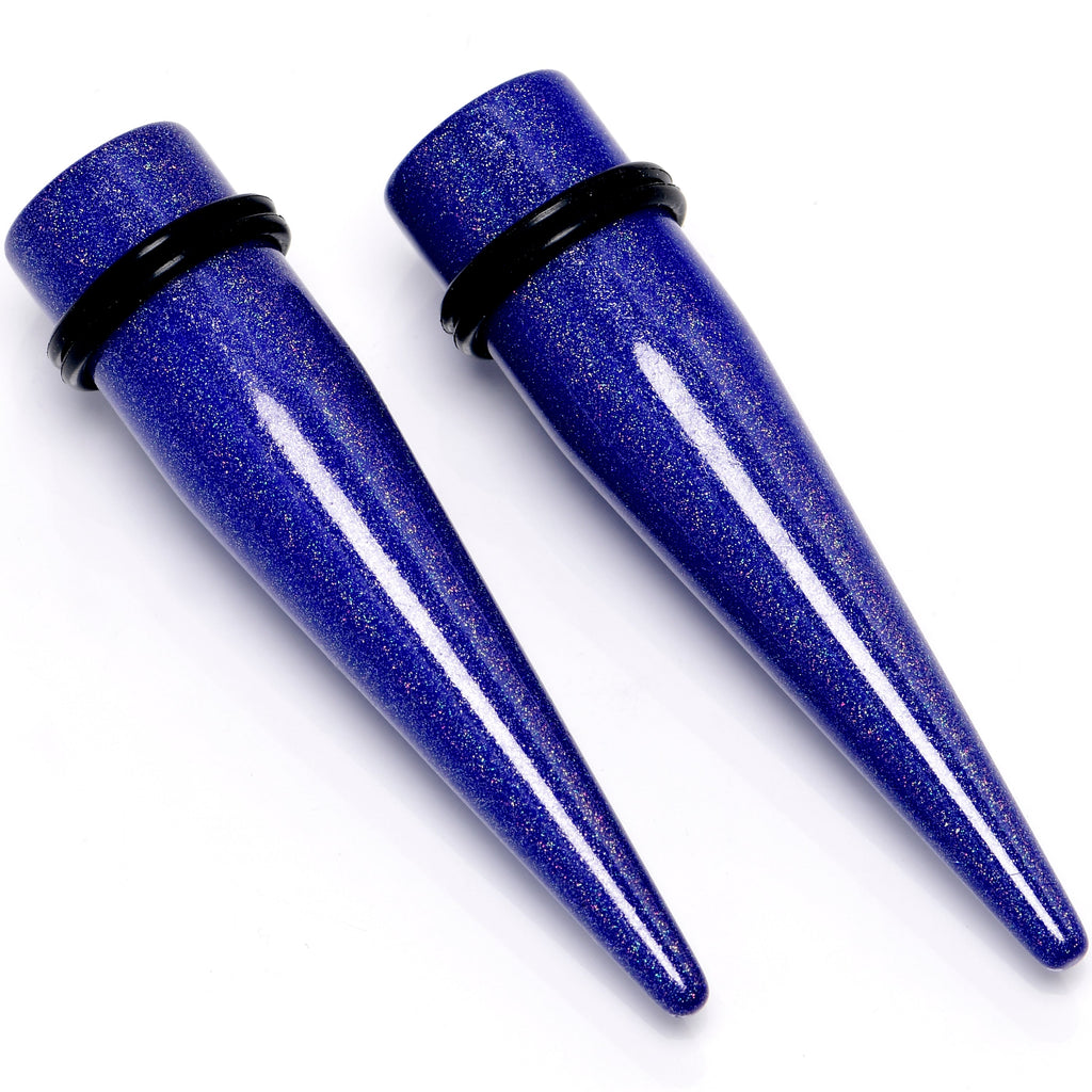 BodyCandy Blue Shimmer Acrylic Straight Taper Set 6mm to 20mm Sizes — alternative angle