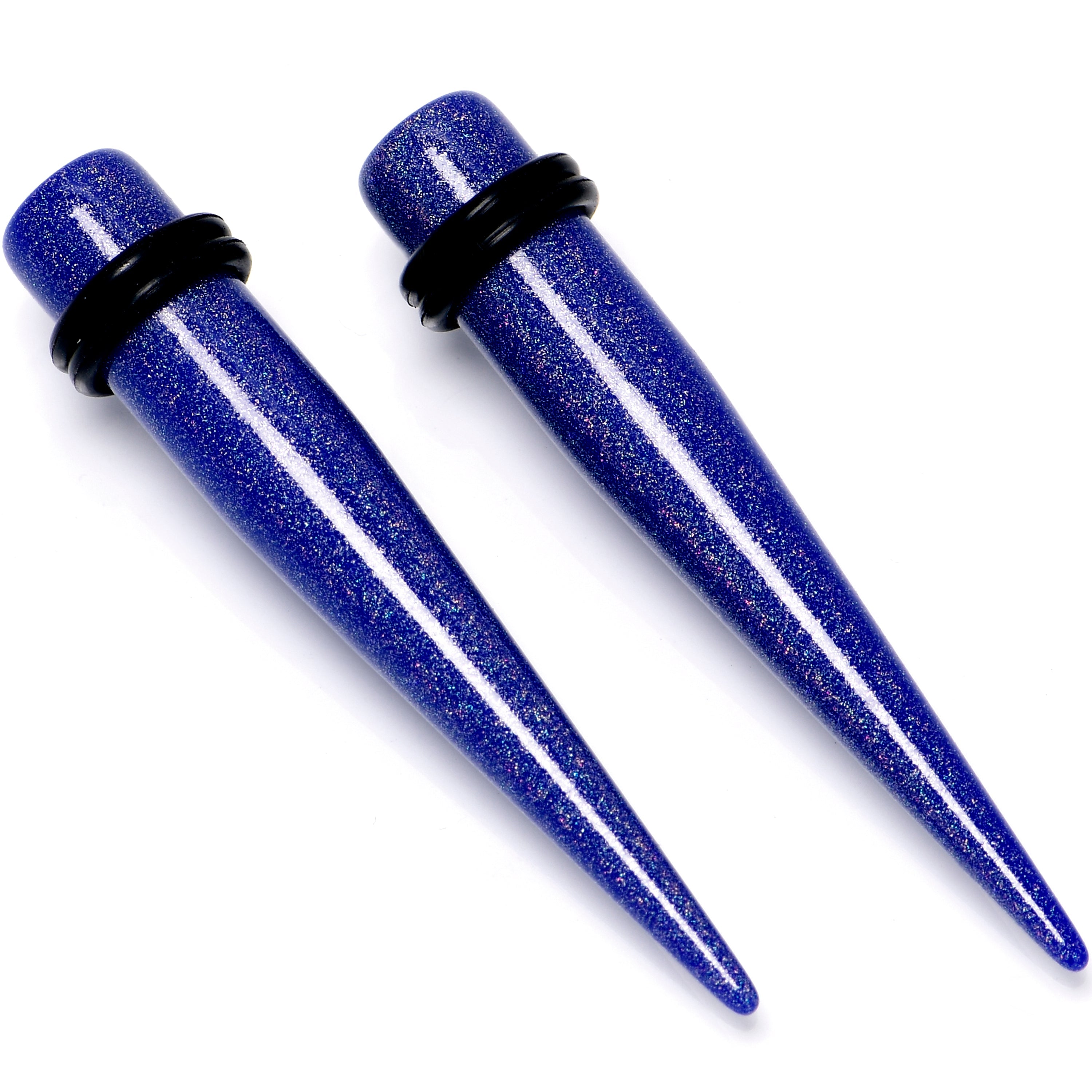 BodyCandy Blue Shimmer Acrylic Straight Taper Set 6mm to 20mm Sizes — lifestyle context