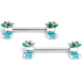 BodyCandy 14G 9/16 Festive Blue Christmas Stocking Barbell Nipple Ring Set — main product shot