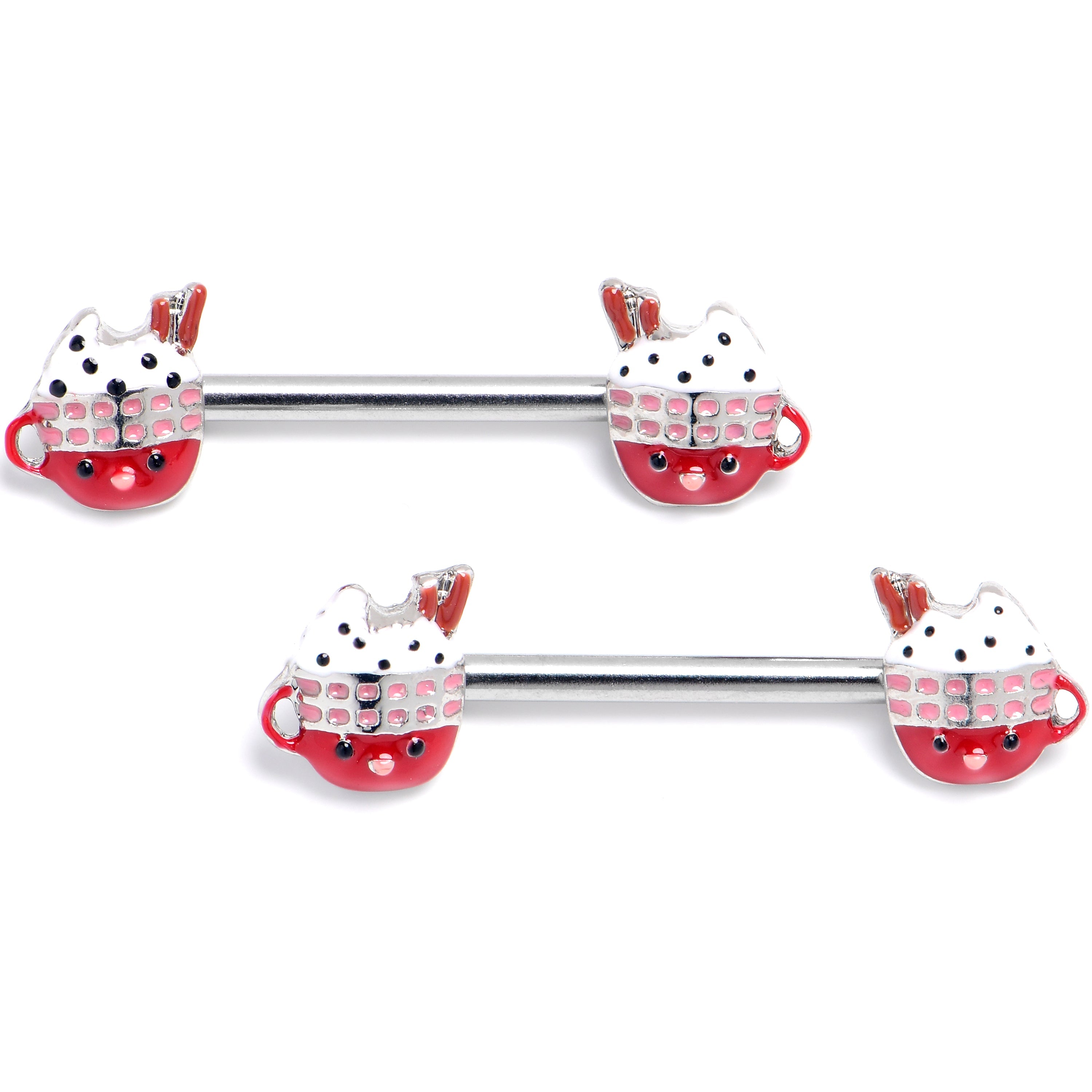 BodyCandy 14G 9/16 Festive Holiday Cocoa Barbell Nipple Ring Set — main product shot