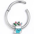 BodyCandy 16G 3/8 Festive Blue Christmas Stocking Hinged Segment Ring — main product shot