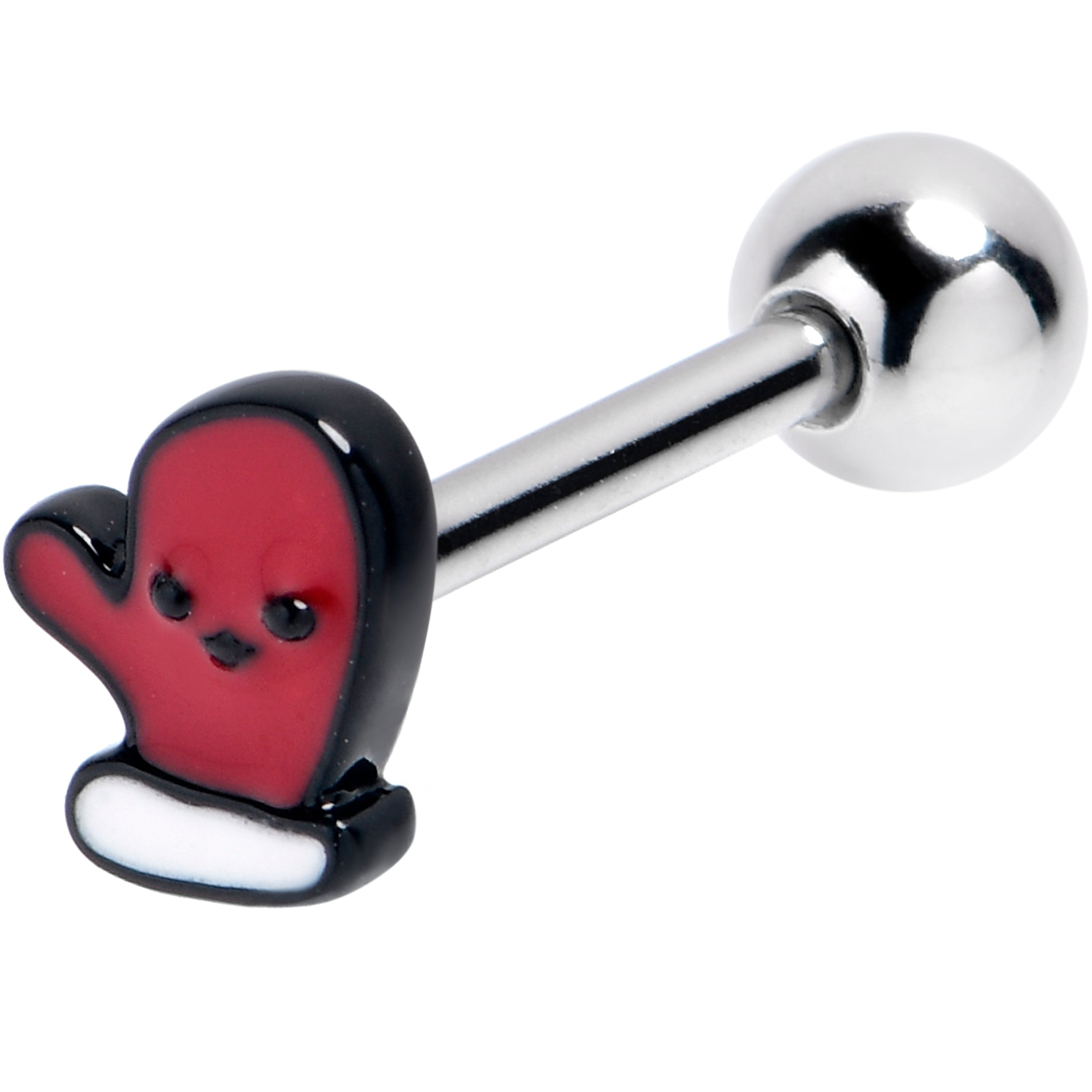 BodyCandy 16G 5/16 Winter Mitten Red White Cartilage Tragus Earring — main product shot