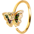 BodyCandy 20G 5/16 Vitrail Gem Gold Tone Classic Butterfly Nose Hoop — main product shot