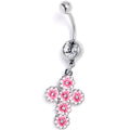 BodyCandy Clear Gem Passion for Pink Flower Cross Dangle Belly Ring — main product shot