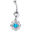 BodyCandy Blue Clear Gem Filigree Fantasy Dangle Belly Ring — main product shot