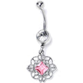 BodyCandy Pink Clear Gem Filigree Fantasy Dangle Belly Ring — main product shot