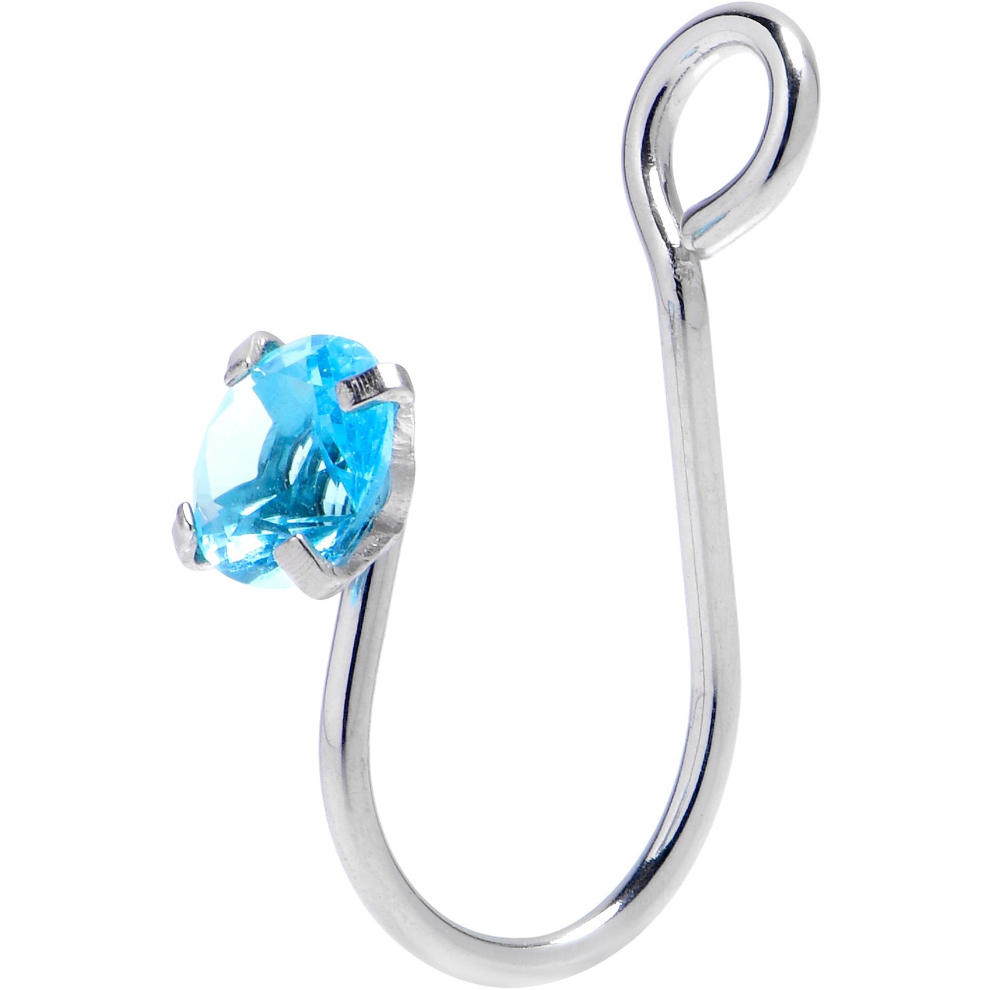 BodyCandy Blue CZ Gem Simple Glamour Clip On Nose Ring — detail close-up
